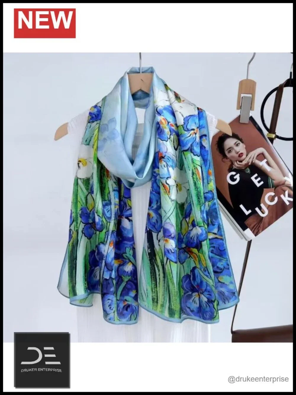 100% Silk Large Oblong Shawl Scarf Wrap Gift Packed